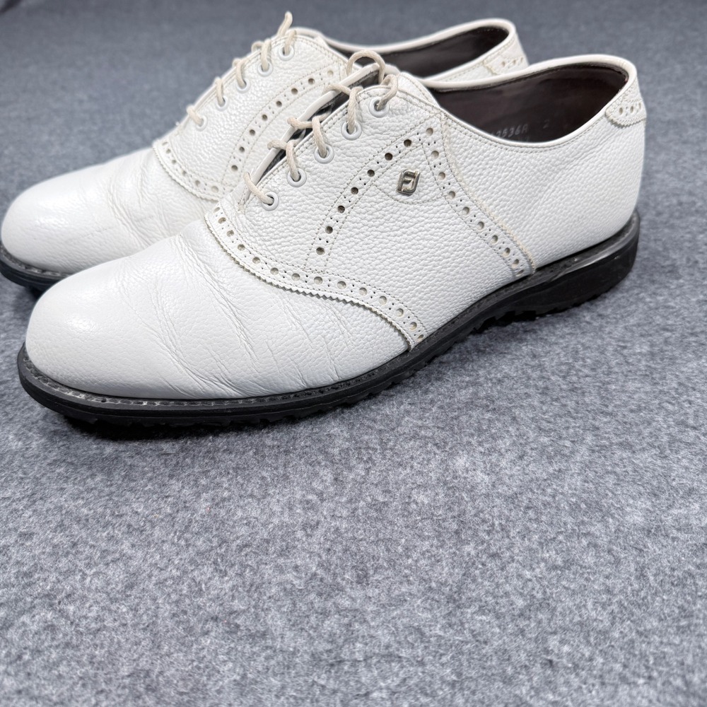 FootJoy Classics Handcrafted White Pebbled Leather Golf Shoes 55210 Mens 9 E